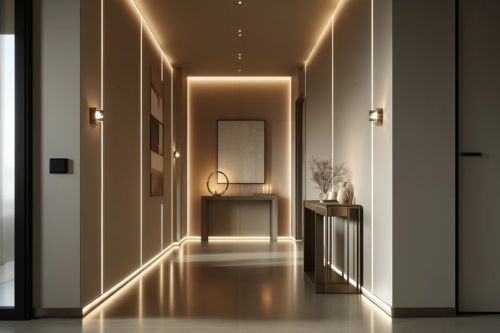 LED Lichtleisten für indirekte Beleuchtung im Eingangsbereich